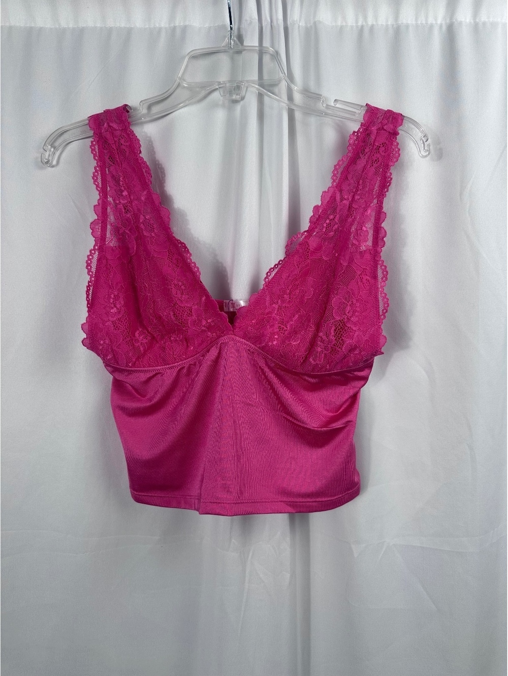 Avidlove Women's Lace Trim Crop Top Bralette Pink Medium
